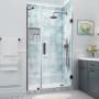 Aston Belmore XL 80" High x 48" Wide Hinged Frameless Shower Door with Clear Glass Bronze
