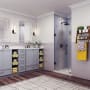 Aston Belmore 72" High x 39" Wide Hinged Frameless Shower Door with 29" Door Width and Frosted Glass Matte Black
