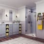 Aston Belmore 72" High x 42" Wide Hinged Frameless Shower Door with 28" Door Width and Frosted Glass Matte Black
