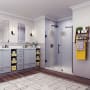 Aston Belmore 72" High x 51" Wide Hinged Frameless Shower Door with 29" Door Width and Frosted Glass Matte Black