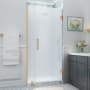 Aston Belmore XL 80" High x 41" Wide Hinged Frameless Shower Door with Frosted Glass Brushed Gold