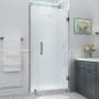 Aston Belmore XL 80" High x 41" Wide Hinged Frameless Shower Door with Frosted Glass Bronze