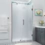 Aston Belmore XL 80" High x 51" Wide Hinged Frameless Shower Door with Frosted Glass Bronze