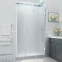 Aston Belmore XL 80" High x 48" Wide Hinged Frameless Shower Door with Frosted Glass Stainless Steel