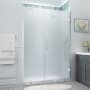 Aston Belmore XL 80" High x 54" Wide Hinged Frameless Shower Door with Frosted Glass Stainless Steel