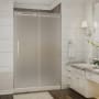 Aston Moselle 48" Wide x 77-1/2" High Frameless Sliding Shower Door with Frosted Glass and Left Hand Drain Chrome