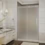 Aston Moselle 48" Wide x 77-1/2" High Frameless Sliding Shower Door with Frosted Glass and Right Hand Drain Chrome