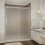 Aston Moselle 60" Wide x 77-1/2" High Frameless Sliding Shower Door with Frosted Glass and Center Drain Stainless Steel
