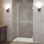 Aston Nautis 32" Wide x 72" High Frameless Hinged Shower Door with Clear Glass Stainless Steel