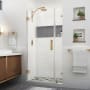 Aston Nautis XL 80" High x 37" Wide Hinged Frameless Shower Door with Clear Glass Brushed Gold