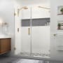 Aston Nautis XL 80" High x 62" Wide Hinged Frameless Shower Door with Clear Glass Brushed Gold
