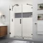 Aston Nautis XL 80" High x 54" Wide Hinged Frameless Shower Door with Clear Glass Bronze