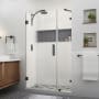 Aston Nautis XL 80" High x 48" Wide Hinged Frameless Shower Door with Clear Glass Oil Rubbed Bronze