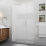 Aston Nautis XL 80" High x 49" Wide Hinged Frameless Shower Door with Frosted Glass Stainless Steel