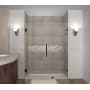 Aston Nautis GS 68" Wide x 72" High Frameless Hinged Shower Door with Clear Glass and Glass Shelves Bronze