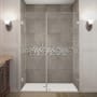 Aston Nautis GS 55" Wide x 72" High Frameless Hinged Shower Door with Clear Glass and Glass Shelves Stainless Steel