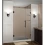 Aston Nautis GS 42" Wide x 72" High Frameless Hinged Shower Door with Frosted Glass and Glass Shelves Bronze