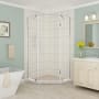 Aston Merrick 72" High x 38" Wide x 38" Deep Hinged Frameless Shower Enclosure with 28" Door Width and Clear Glass Stainless Steel