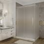 Aston Moselle 48" Wide x 77-1/2" High Frameless Sliding Shower Enclosure with Frosted Glass and Left Hand Drain Stainless Steel