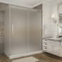 Aston Moselle 48" Wide x 77-1/2" High Frameless Sliding Shower Enclosure with Frosted Glass and Right Hand Drain Stainless Steel