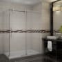 Aston 60" x 35" Frameless Shower Enclosure with 3/8" Glass and Right Drain Shower Base Chrome