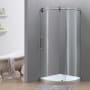 Aston 40" x 40" Frameless Shower Enclosure with 5/16" Glass, Base and Left Opening Door Stainless Steel