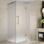 Aston 72" High x 37" Wide x 34" Deep Hinged Frameless Shower Enclosure with Frosted Glass Brushed Gold