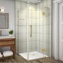 Aston 72" High x 32" Wide x 38" Deep Hinged Frameless Shower Enclosure with Clear Glass and a Two Tiered Shelving System Brushed Gold