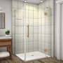 Aston 72" High x 57" Wide x 32" Deep Hinged Frameless Shower Enclosure with Clear Glass and a Two Tiered Shelving System Brushed Gold