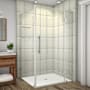 Aston 72" High x 43" Wide x 32" Deep Hinged Frameless Shower Enclosure with Clear Glass and a Two Tiered Shelving System Chrome