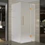 Aston 72" High x 35" Wide x 30" Deep Hinged Frameless Shower Enclosure with Frosted Glass and a Two Tiered Shelving System Brushed Gold