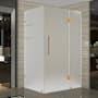 Aston 72" High x 42" Wide x 34" Deep Hinged Frameless Shower Enclosure with Frosted Glass and a Two Tiered Shelving System Brushed Gold