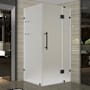 Aston 72" High x 38" Wide x 32" Deep Hinged Frameless Shower Enclosure with Frosted Glass and a Two Tiered Shelving System Matte Black