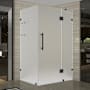 Aston 72" High x 42" Wide x 32" Deep Hinged Frameless Shower Enclosure with Frosted Glass and a Two Tiered Shelving System Matte Black