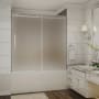 Aston Moselle 56-60" Wide x 60" High Frameless Sliding Shower Door with Frosted Glass Stainless Steel