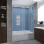Aston Langham XL 70" High x 60" Wide Sliding Frameless Tub Door with Clear Glass Stainless Steel