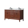 Avanity Madison 60" Free Standing Double Basin Vanity Set with Wood Cabinet and Vanity Top Tobacco / White Carerra Top