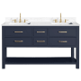 Avanity Brooks 61" Free Standing Double Basin Vanity Set with Cabinet and Engineered Stone Vanity Top Navy Blue
