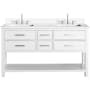 Avanity Brooks 61" Free Standing Double Basin Vanity Set with Cabinet and Engineered Stone Vanity Top White