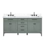 Avanity Madison 72" Free Standing Double Basin Vanity Set with Cabinet and Engineered Stone Vanity Top Smoke Green