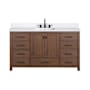 Avanity Modero 60" Free Standing Single Basin Vanity Set with Cabinet and Engineered Stone Vanity Top Mocha Oak