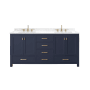 Avanity Modero 73" Free Standing Double Basin Vanity Set with Cabinet and Engineered Stone Vanity Top Navy Blue