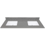 Avanity 61" Quartz Vanity Top with Undermount Rectangular Sinks and Backsplash Gray