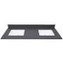 Avanity 61" Quartz Vanity Top with Undermount Rectangular Sinks and Backsplash Dark Gray