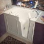 Avano Walk-In Tubs 52" Gel Coated Air Bathtub for Alcove Installations with Right Drain, Roman Tub Faucet and Handshower Biscuit