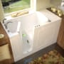 Avano Walk-In Tubs 60" Gel Coated Air Bathtub for Alcove Installations with Left Drain, Roman Tub Faucet and Handshower White