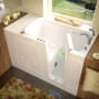 Avano Walk-In Tubs 60" Gel Coated Air Bathtub for Alcove Installations with Right Drain, Roman Tub Faucet and Handshower White