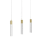 Avenue Lighting The Original Glacier 3 Light 37" Wide LED Crystal Linear Pendant with Bubbled Crystal Shades Brushed Brass