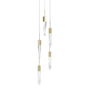 Avenue Lighting Aspen 5 Light 12" Wide LED Crystal Multi Light Pendant with Clear Crystal Shades Brushed Brass