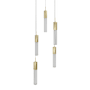 Avenue Lighting Boa 5 Light 12" Wide LED Crystal Multi Light Pendant with Rock-Studded Glass Shades Brushed Brass